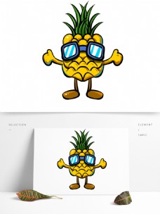 卡通菠萝人潮漫设计