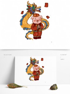 喜庆中国风小猪设计