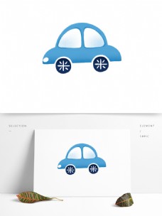 手绘蓝色汽车交通工具设计