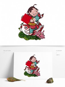 潮漫卡通年画娃娃中国风设计
