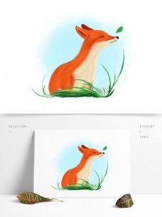 狐狸动物手绘写实清新可爱元素