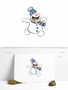 卡通复古雪人手绘风冬季元素