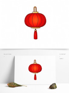 手绘卡通中国传统春节新春红灯笼元素