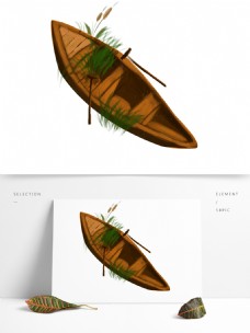 手绘小木船设计元素