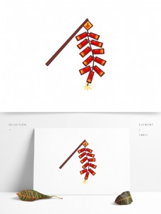 手绘卡通中国传统春节新春鞭炮元素