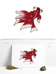 手绘中国风锦鲤元素设计