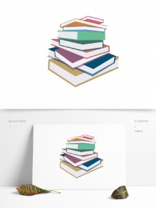 手绘一堆书本彩色设计