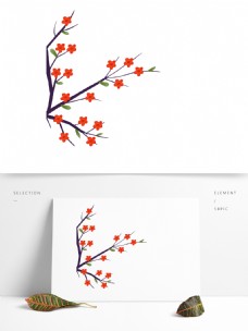 卡通手绘桃花植物装饰设计
