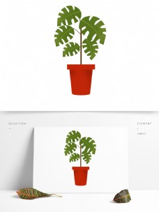 卡通手绘盆栽植物设计
