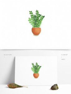 手绘一盆植物设计元素
