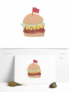 卡通一个汉堡设计元素