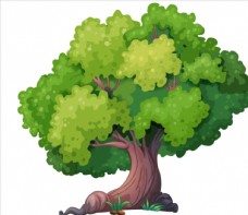 大自然油画卡通树木树林