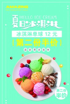 夏日冰淇淋球海报