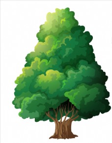 绿色叶子卡通树木树林