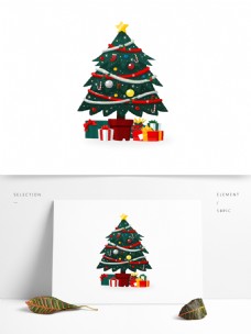 简约圣诞树圣诞礼物元素设计