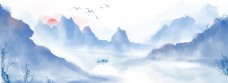 写意复古中国风山水画背景