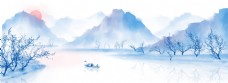 复古中国风水墨山水画背景