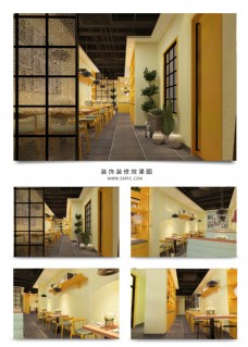 小清晰黄色餐厅空间效果图