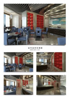 现代风格客餐酒店空间效果图模型