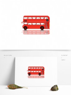 红色双层巴士公交车交通工具商用素材