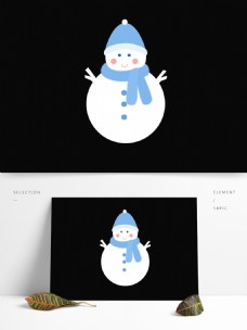 蓝色扁平化雪人卡通设计