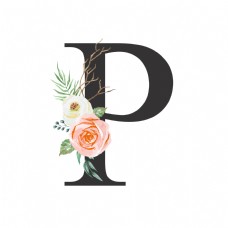 花朵创意创意婚礼季字母P浪漫花朵
