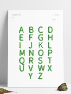 二十六英文字母绿色藤曼艺术字体