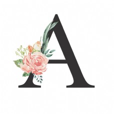 花朵创意创意婚礼季字母A浪漫花朵