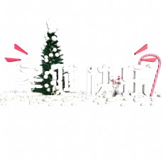 圣诞快乐可爱风格小清新日系雪景C4D立体字
