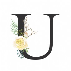 花朵创意创意婚礼季字母U浪漫花朵