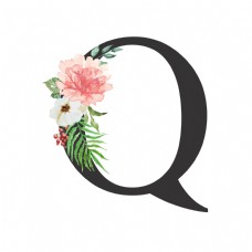 创意婚礼季字母Q浪漫花朵