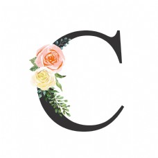 花朵创意创意婚礼季字母C浪漫花朵