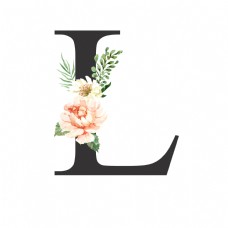 花朵创意创意婚礼季字母L浪漫花朵