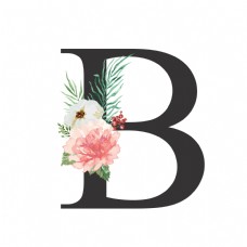 花朵创意创意婚礼季字母B浪漫花朵