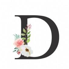 花朵创意创意婚礼季字母D浪漫花朵