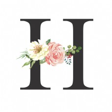 花朵创意创意婚礼季字母H浪漫花朵
