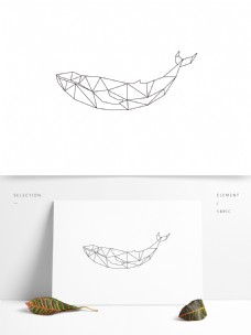 鲸鱼简笔几何手绘logo可商用