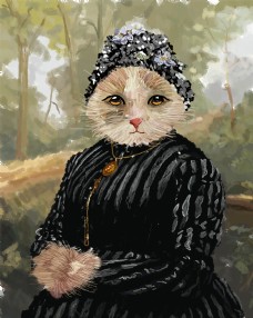 猫记印象油画人物