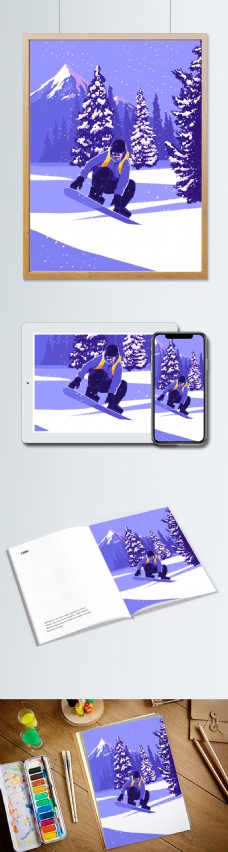 冬季运动冬季滑雪运动插画