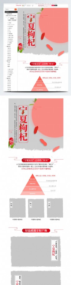 中国风情枸杞详情页模板食品滋补冬季养生红色中国风