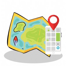 手机定位地图插画