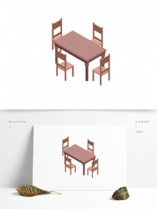 桌子2.5D风格餐桌椅子元素