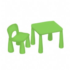 儿童插画绿色儿童桌椅插画