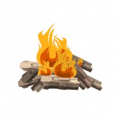 木柴手绘燃烧的木头插画