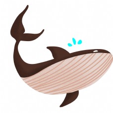 手绘棕色鲸鱼插画