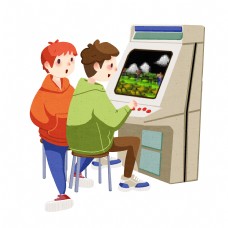 手绘假期游戏机插画