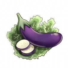 手绘蔬菜茄子插画
