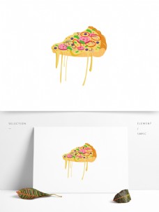 卡通可爱美食元素之披萨