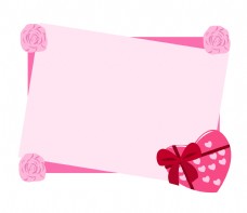 粉色玫瑰花边框插画