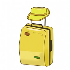 手绘黄色行李包插画